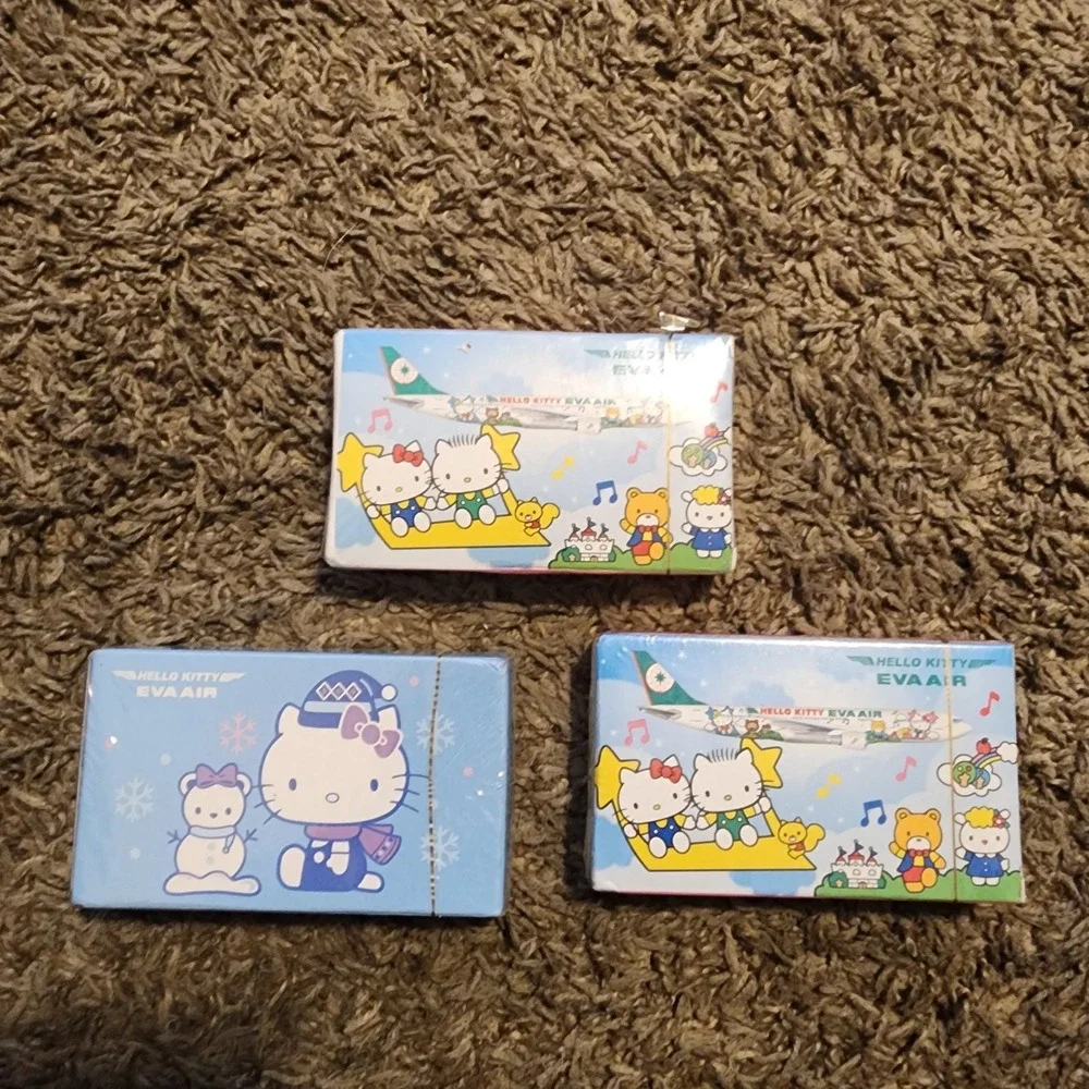 3 Taiwan EVA AIR SANRIO‎ CHARACTER Hello Kitty Playing card deck 1974, 2012